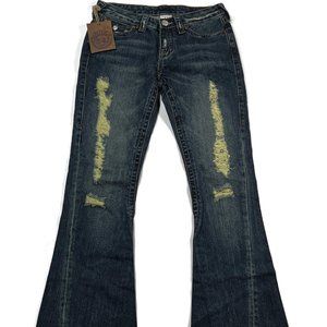 True Religion‎ Distressed Flare Blue Jeans Womens 27 New NWT USA 04503